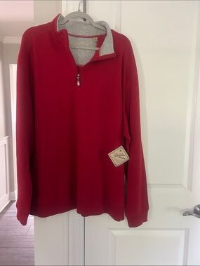 Men's Red Quarter-Zip Sweater - Classic Pullover